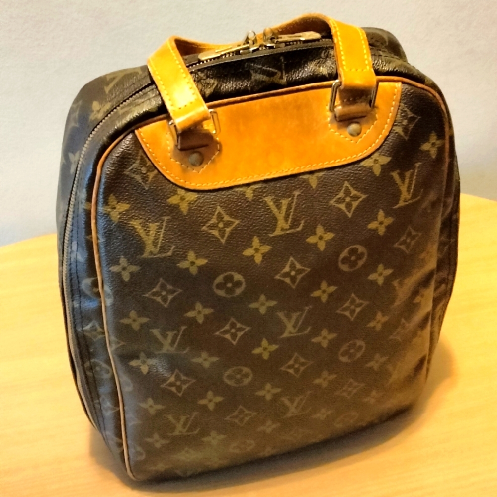 LOUIS VUITTON Excursion Shoes Hand Bag Monogram Leather Brown